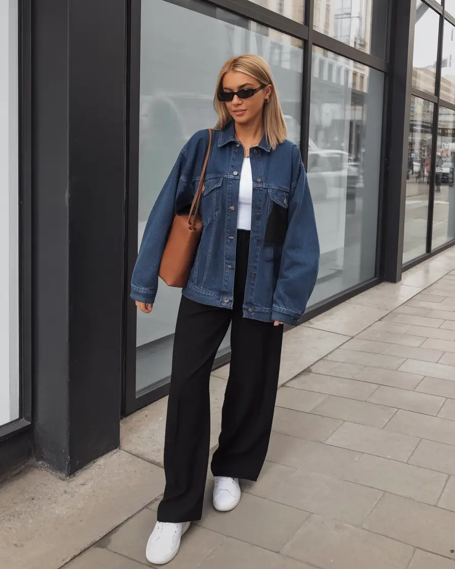 trendy spring outfit for Monday 2026 Denim Overshirt With Relaxed Urban Comfort