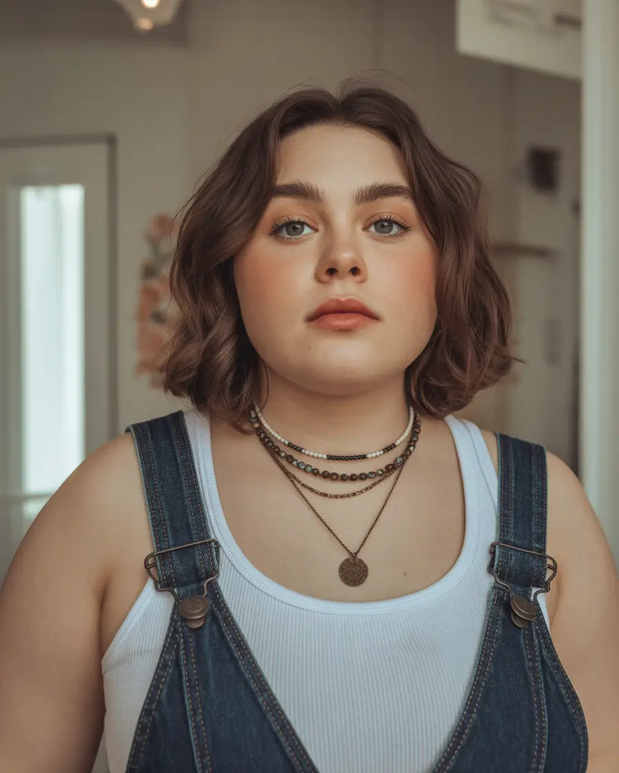 amazing spring haircuts for chubby faces 2026 Soft Wavy Bob With Gentle Round Spring Volume