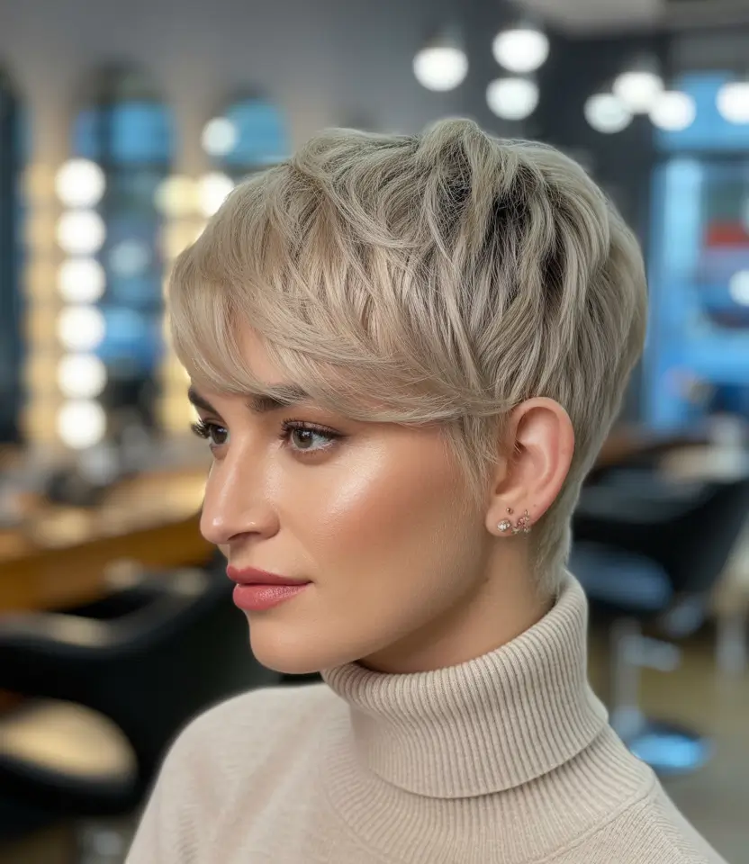 amazing spring short hairstyles 2026 Platinum Textured Pixie With Side Sweep