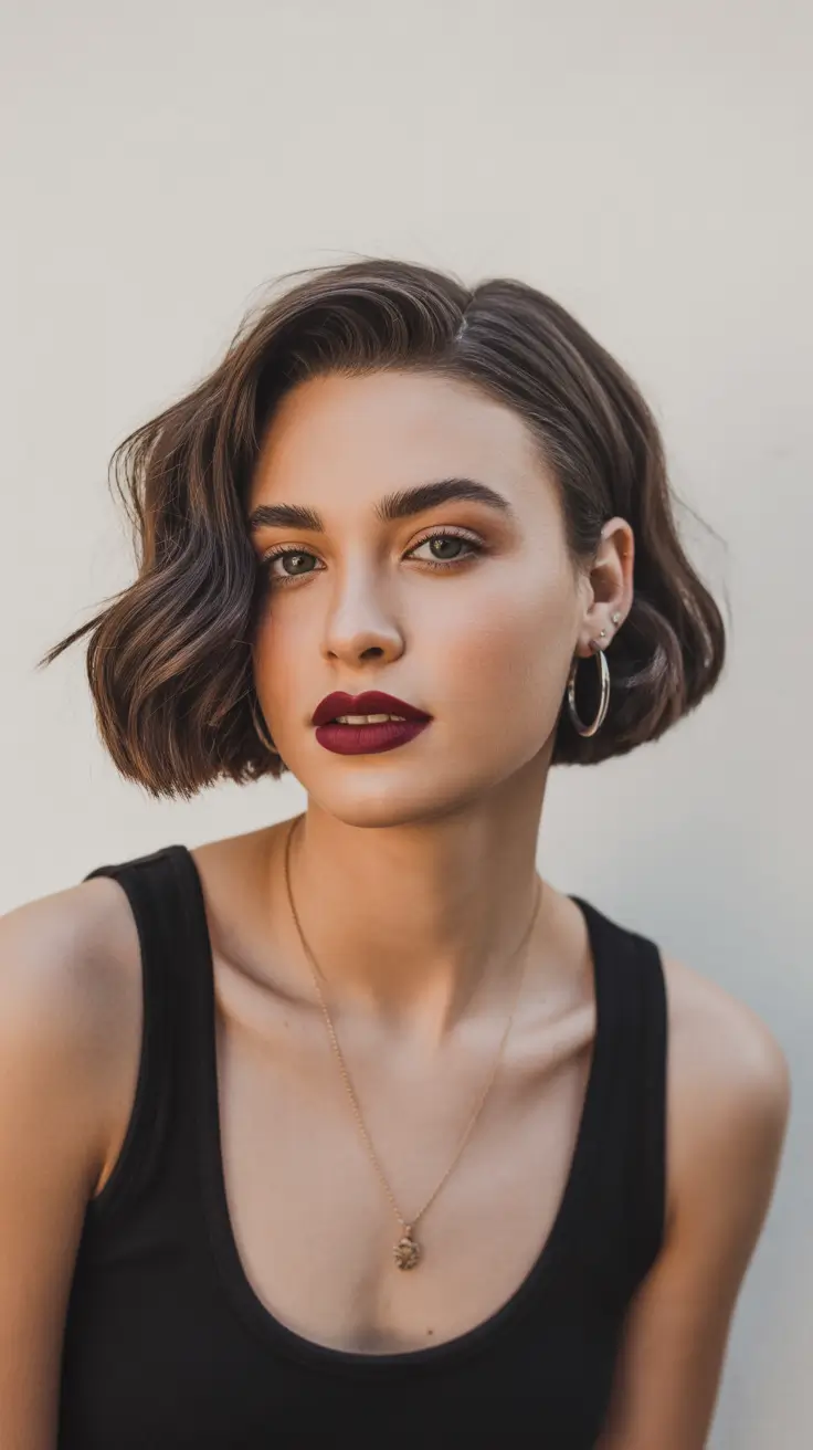 amazing spring short hairstyles 2026 Side Swept Wavy Bob With Deep Part