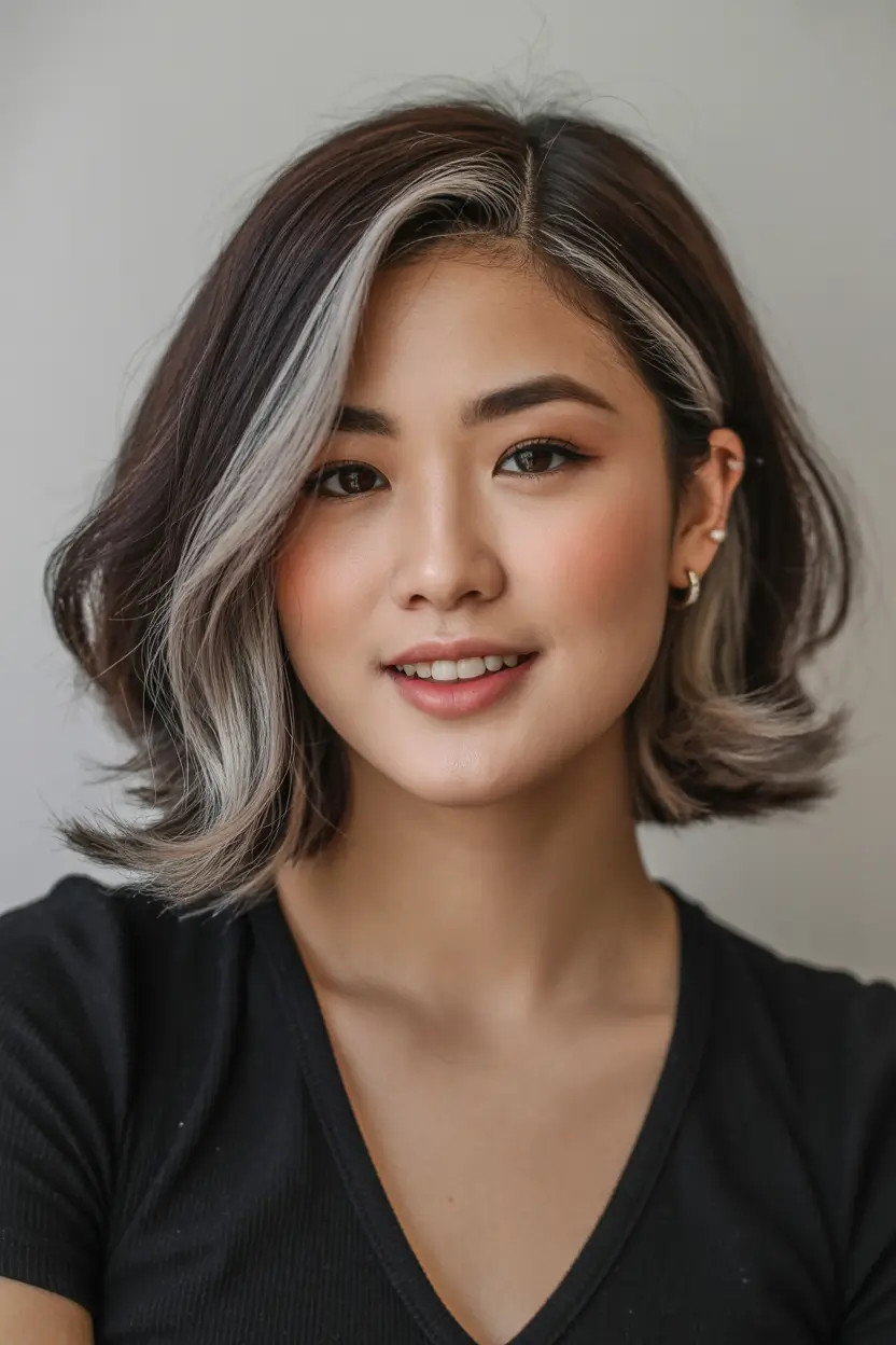 amazing spring short hairstyles 2026 Chic Bob With Silver Face Framing Highlights