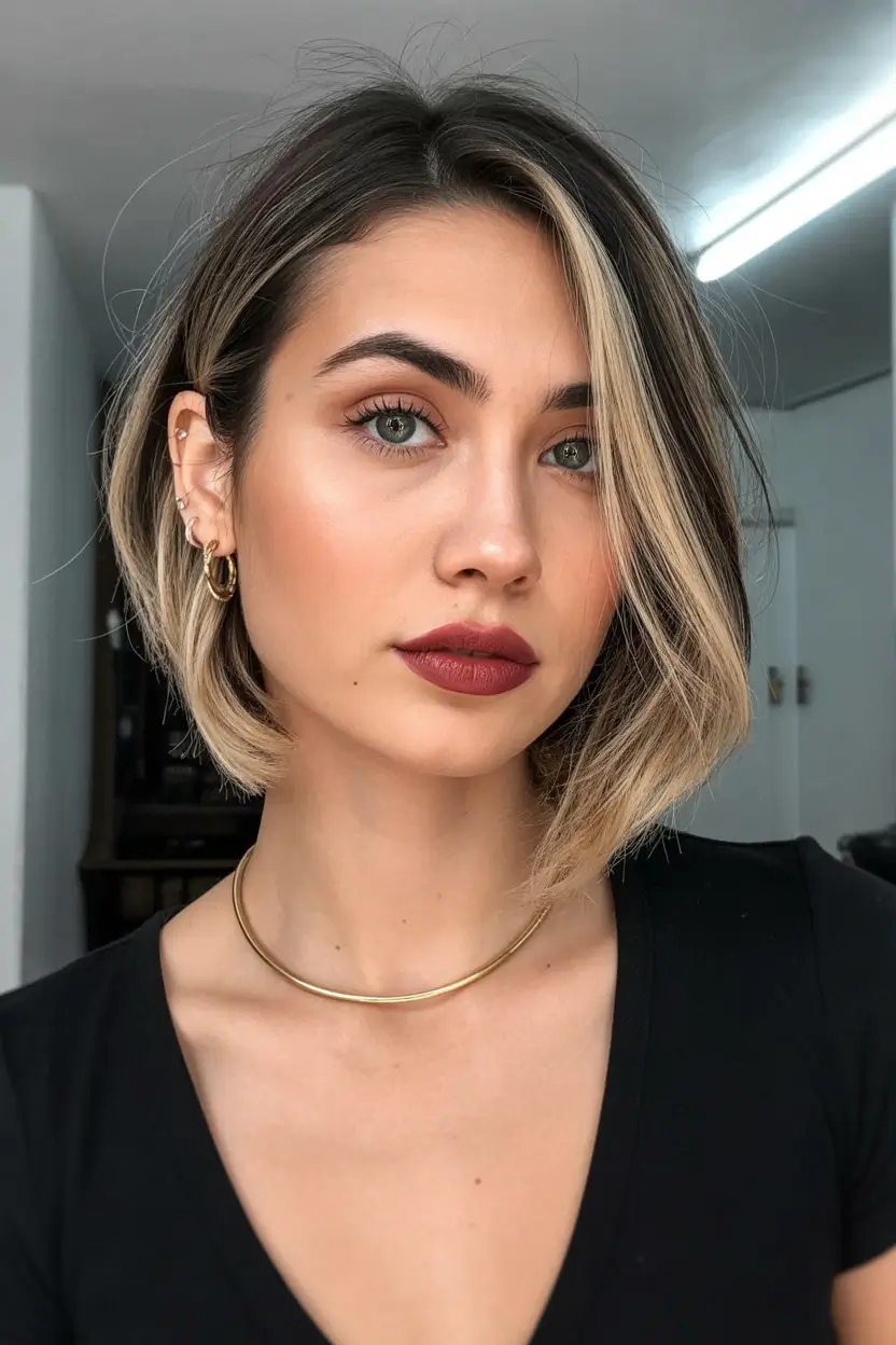 best spring haircuts for diamond face shape 2026 Polished Blunt Bob with Soft Dimension