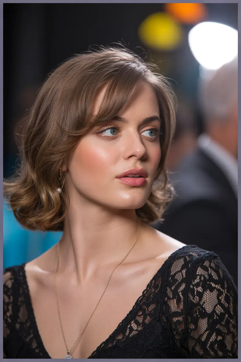 best spring haircuts for diamond face shape 2026 Soft Glam Wavy Bob with Vintage Finish