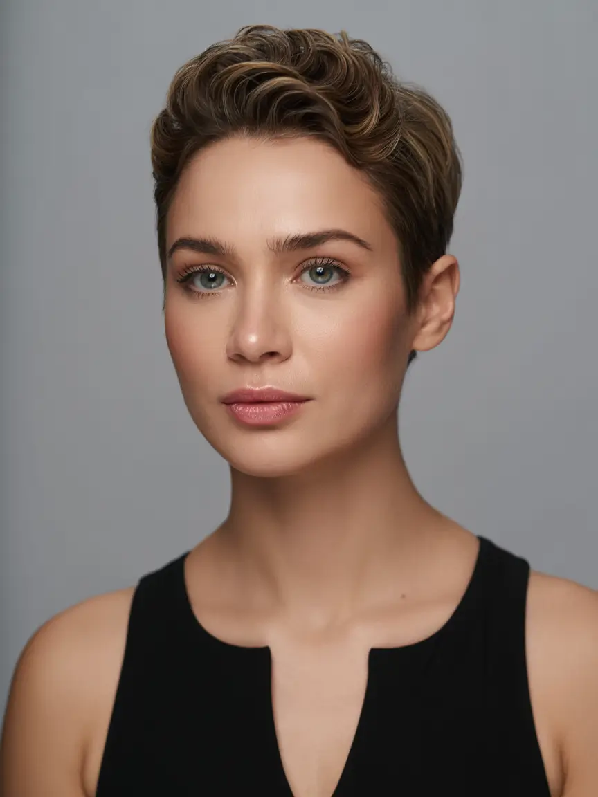 best spring haircuts for diamond face shape 2026 Modern Textured Pixie with Lifted Crown