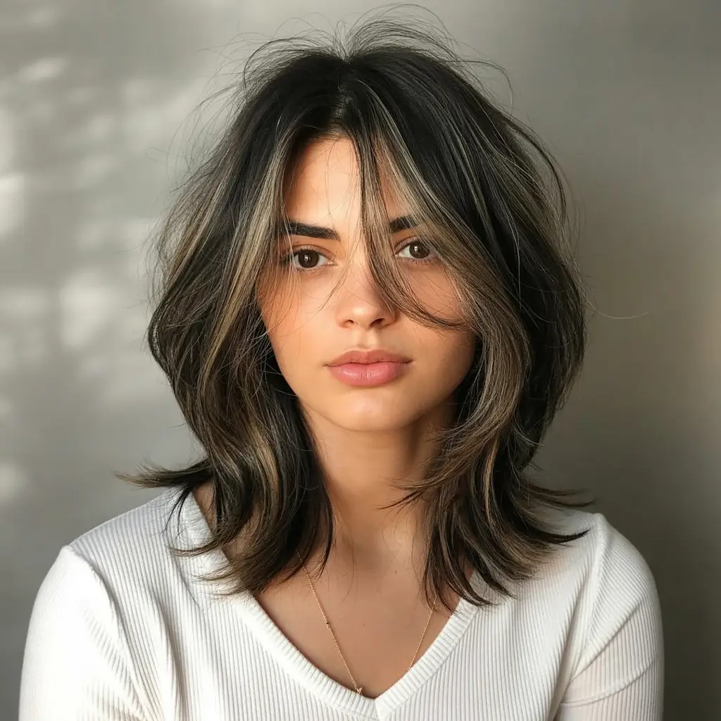 best spring haircuts for diamond face shape 2026 Feathered Mid Length Layers with Natural Movement