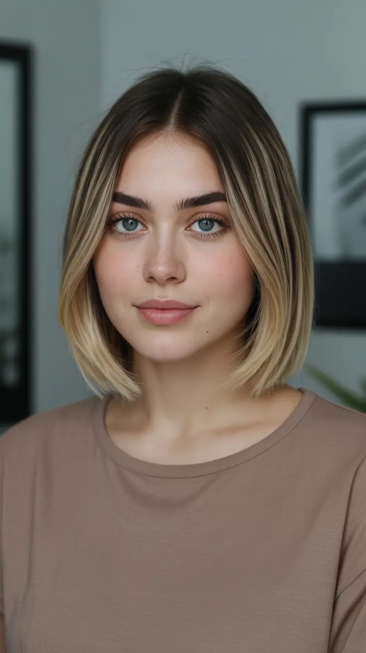best spring haircuts for diamond face shape 2026 Sleek Center Part Blunt Bob
