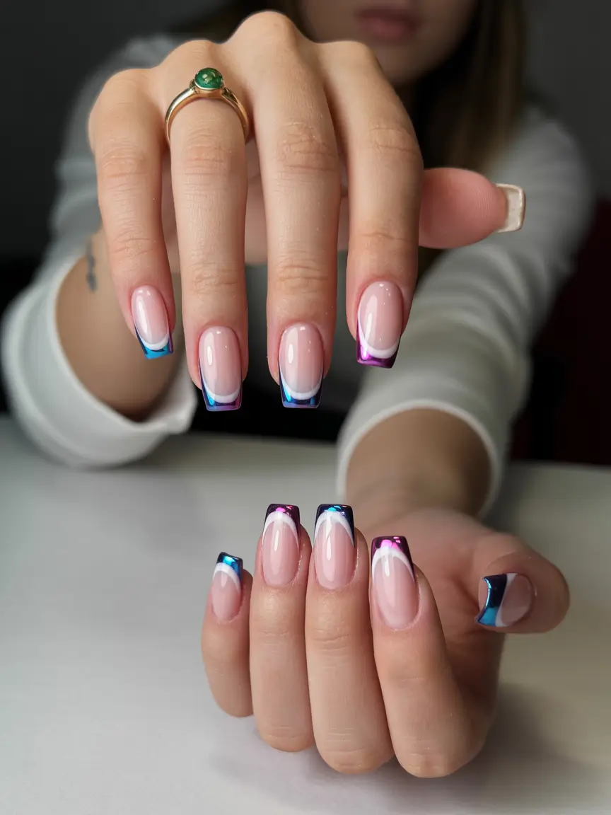 bold colorful spring nails 2026 French tips with bold color edges