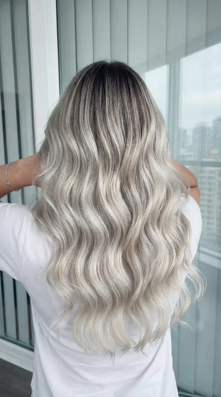 spring hair color trends 2026 Icy Pearl Balayage Flow