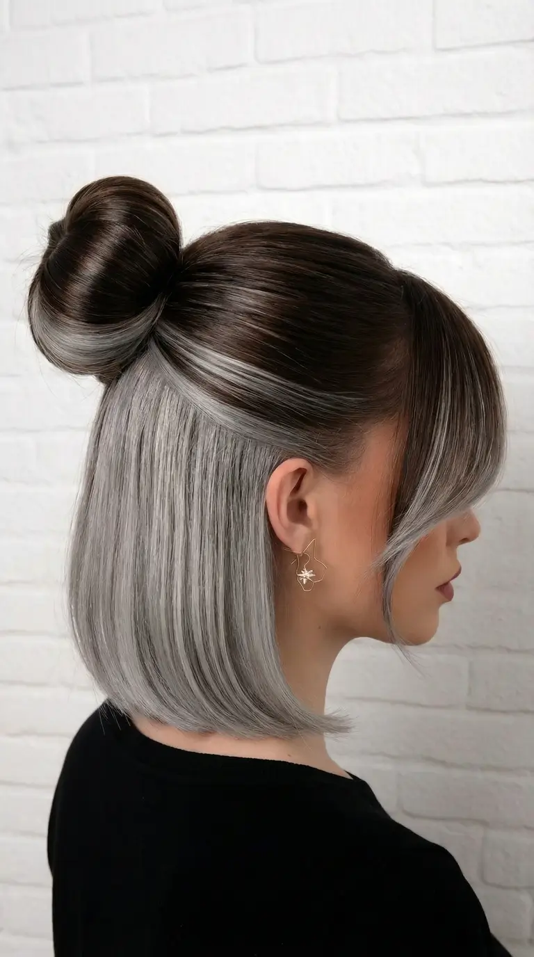 spring hair color trends 2026 Silver Smoke Precision Bob