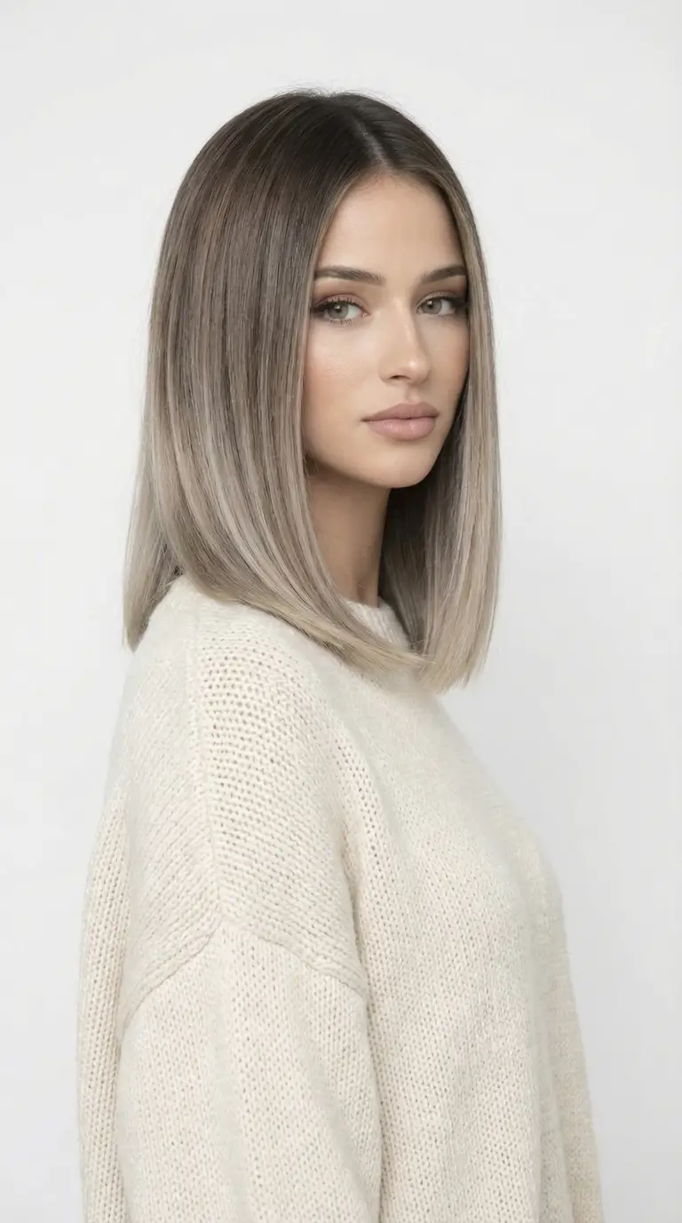 spring hair color trends 2026 Cool Beige Ombre Sleekness