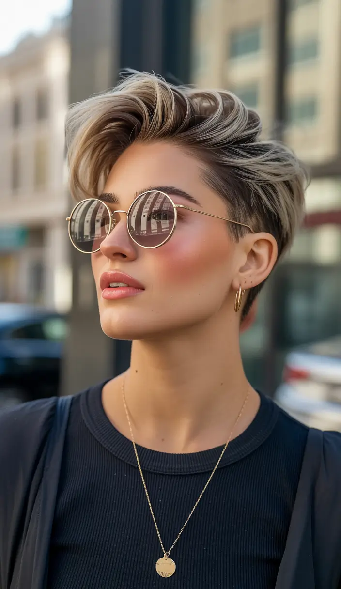 chic spring asymmetrical pixie haircuts 2026 Voluminous Ash Blonde Pixie with Lifted Crown