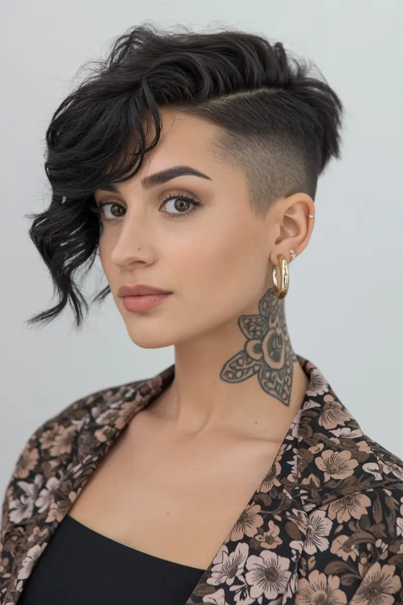 chic spring asymmetrical pixie haircuts 2026 Curly Undercut Asymmetrical Pixie with Volume