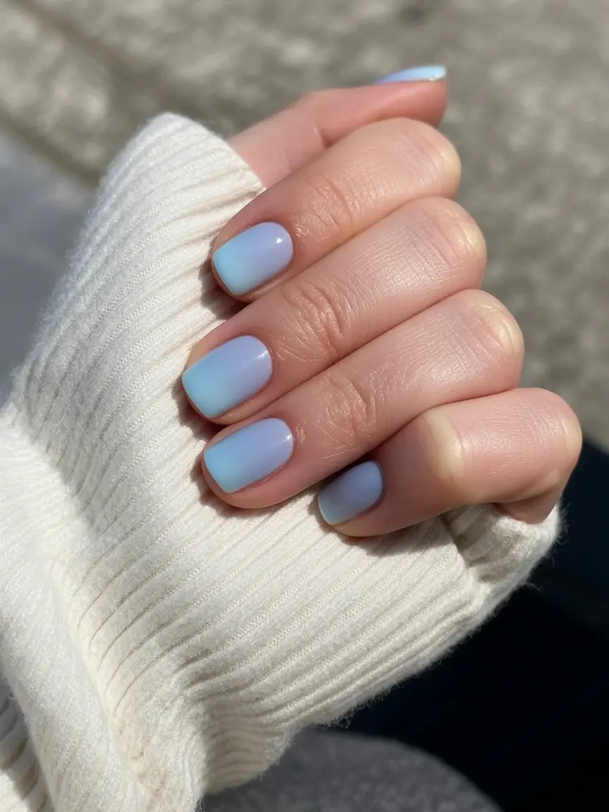 chic spring neutral nails 2026 Soft Blue Short Neutral for Fresh Air Energy