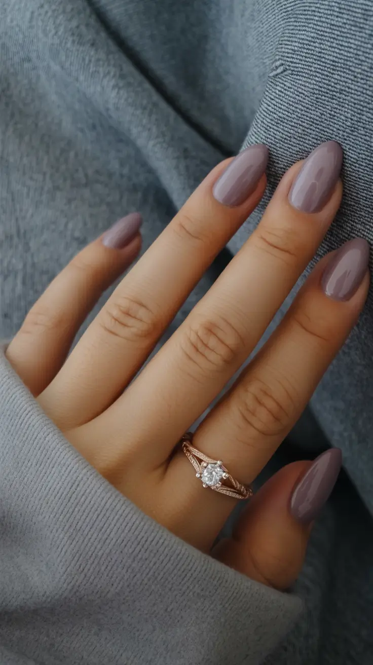 chic subtle spring nails 2026 Dusty Mauve Almond Elegance