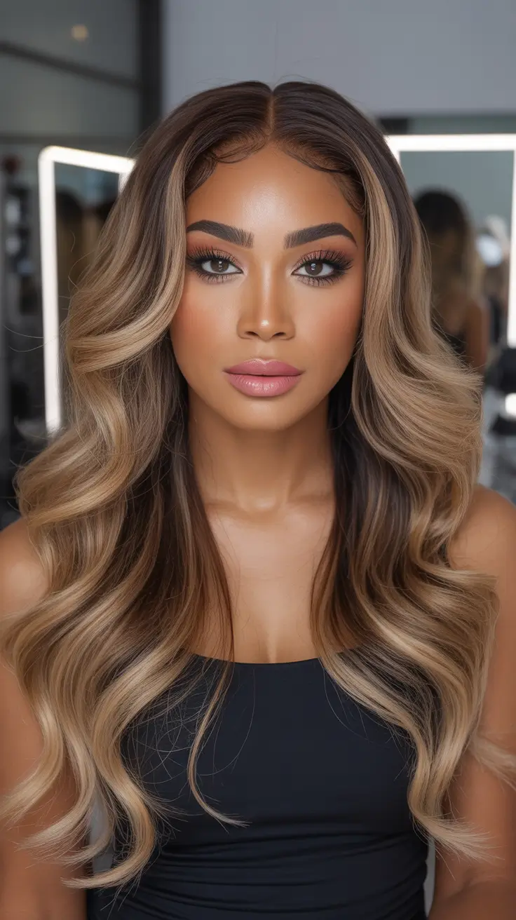 cool spring hair color for dark skin 2026 Warm latte brunette blend