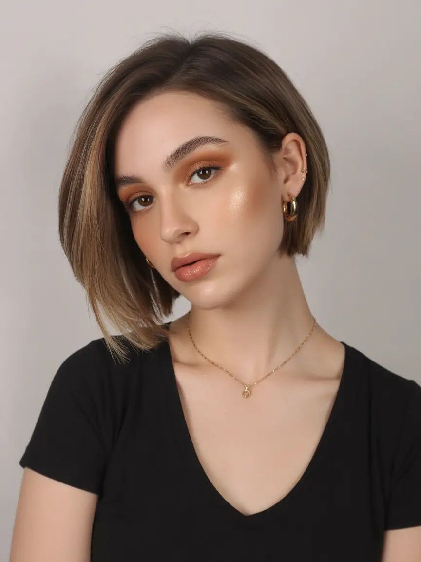 dreamy spring bob haircut 2026 Soft Angled Bob With Warm Dimension