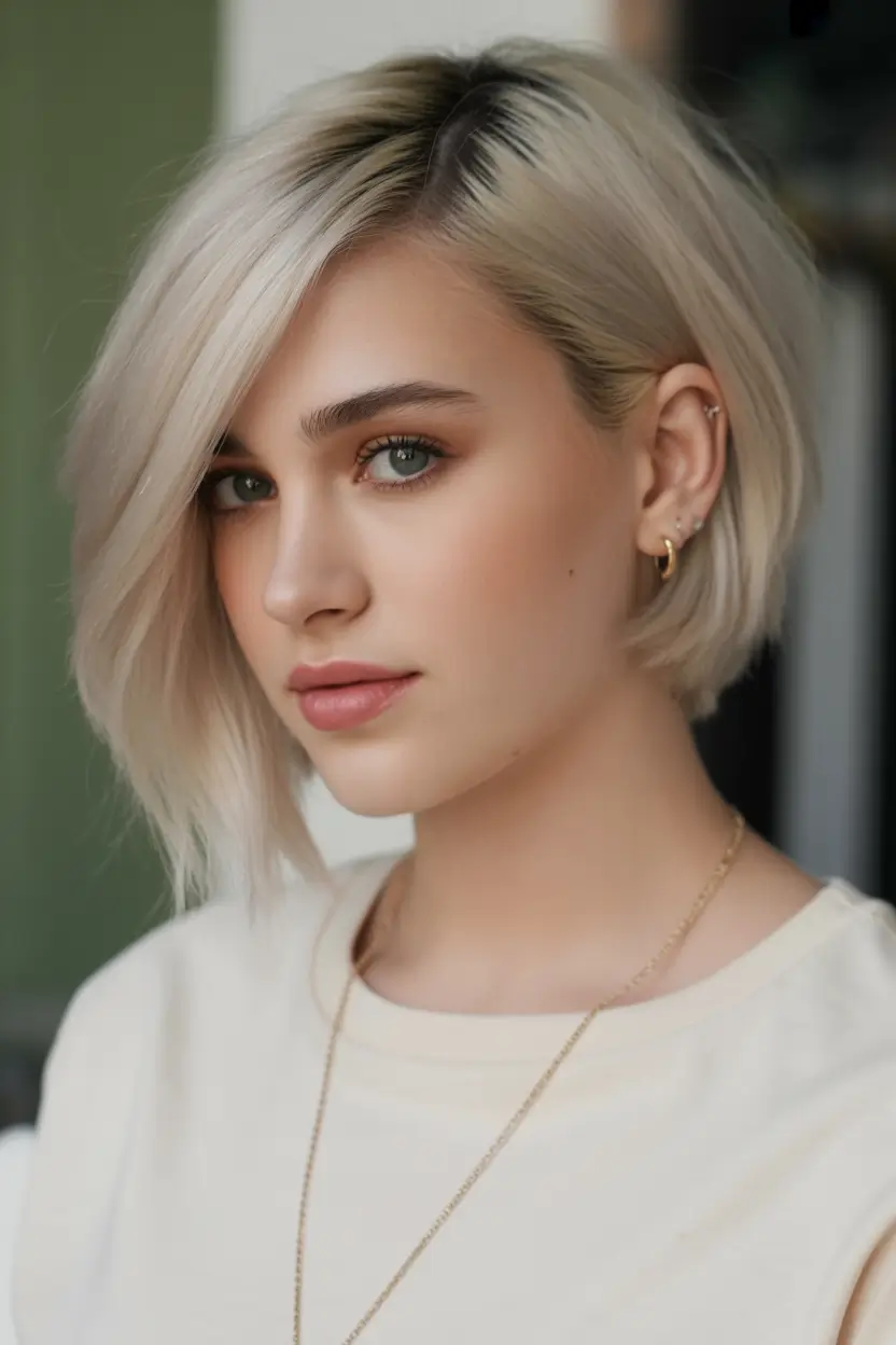 dreamy spring bob haircut 2026 Soft Platinum Side Part Bob With Airy Volume