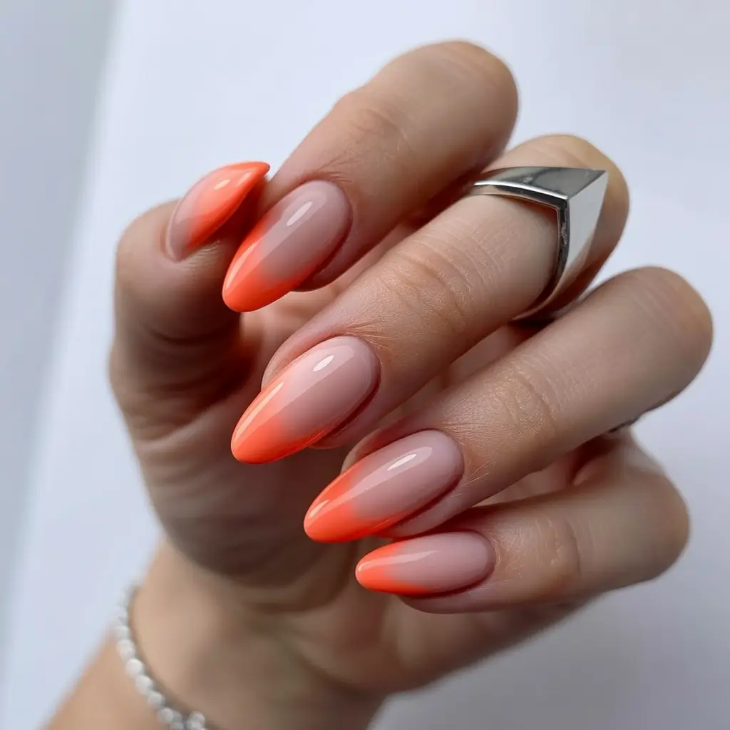 dreamy spring gel nails vibes 2026 Sunset Ombre Glow For Easy Spring Warmth