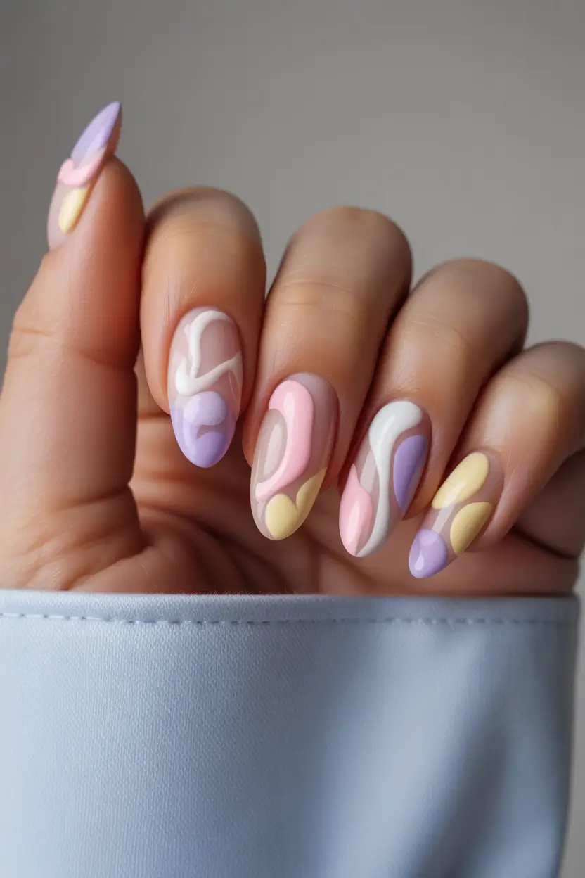 dreamy spring gel nails vibes 2026 Pastel Swirl Dream for Soft Playful Energy