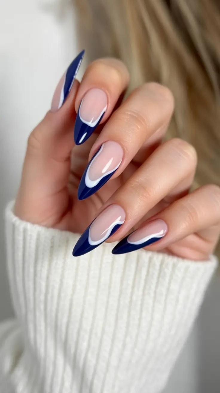 dreamy spring gel nails vibes 2026 Deep Blue Waves with a Clean Minimal Twist