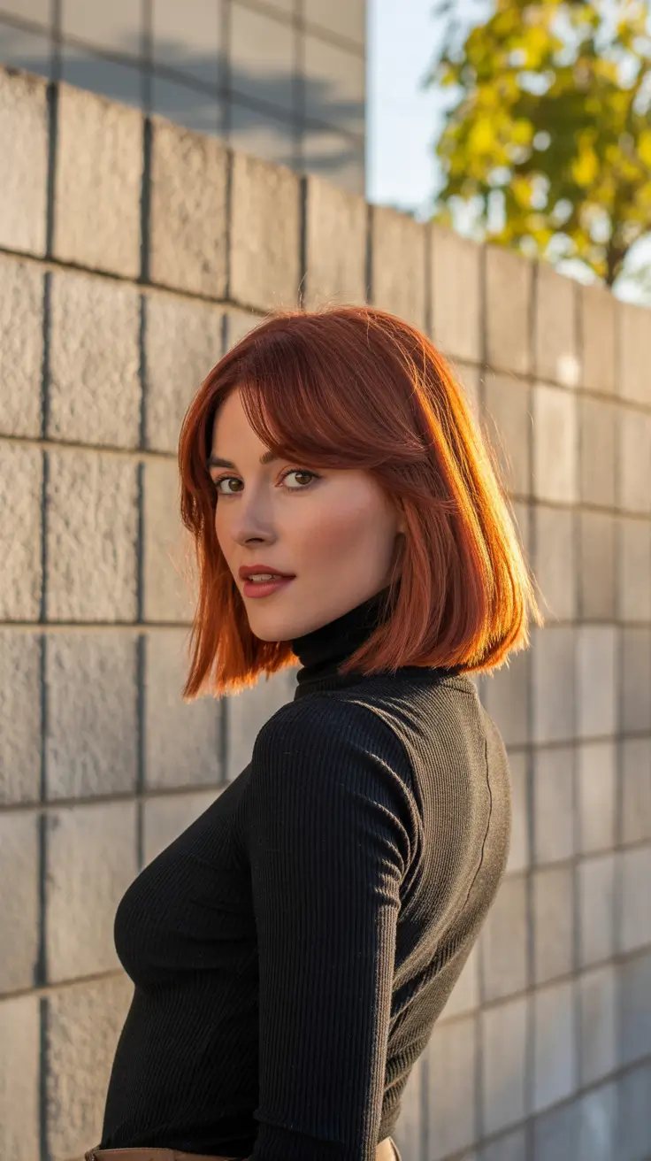 dreamy spring hair color warm skin tone 2026 Soft Copper Bob for a Spring Glow