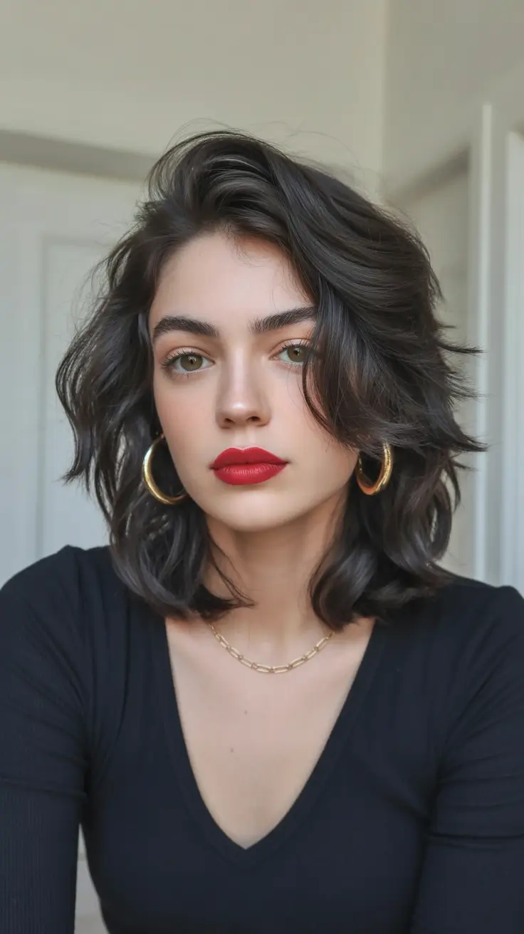 dreamy spring mid length haircut 2026 Dark Textured Lob With Effortless Edge