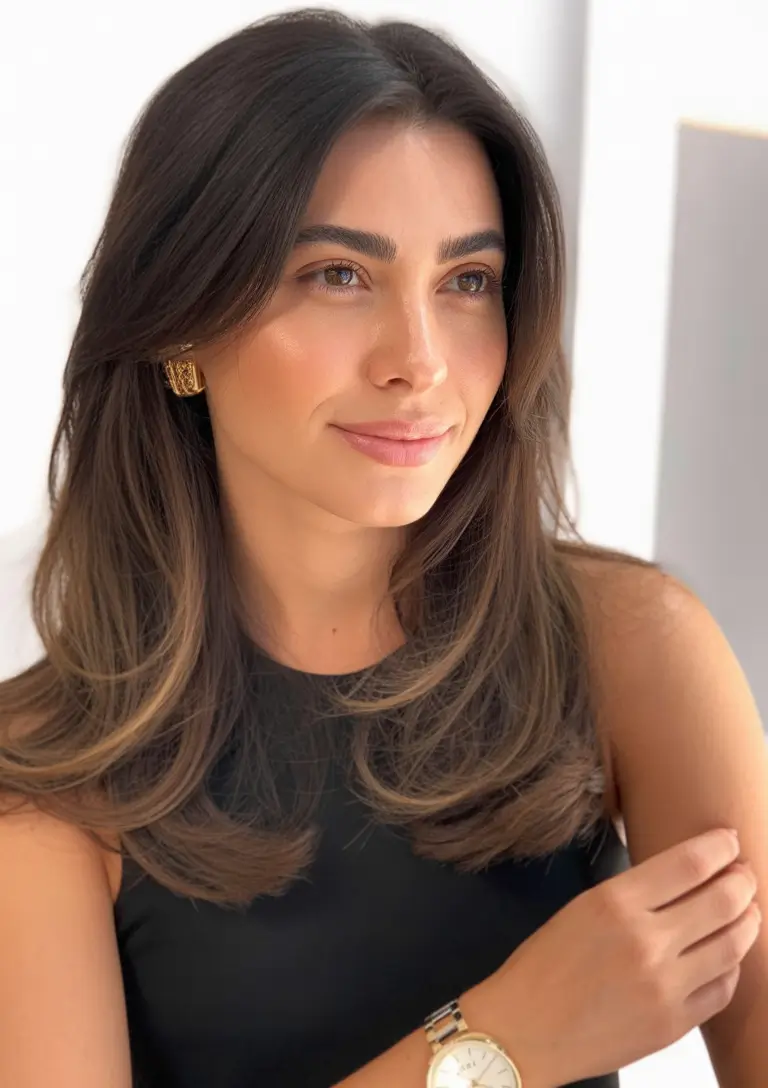 dreamy spring mid length haircut 2026 Polished Brunette Layers With Soft Face Framing