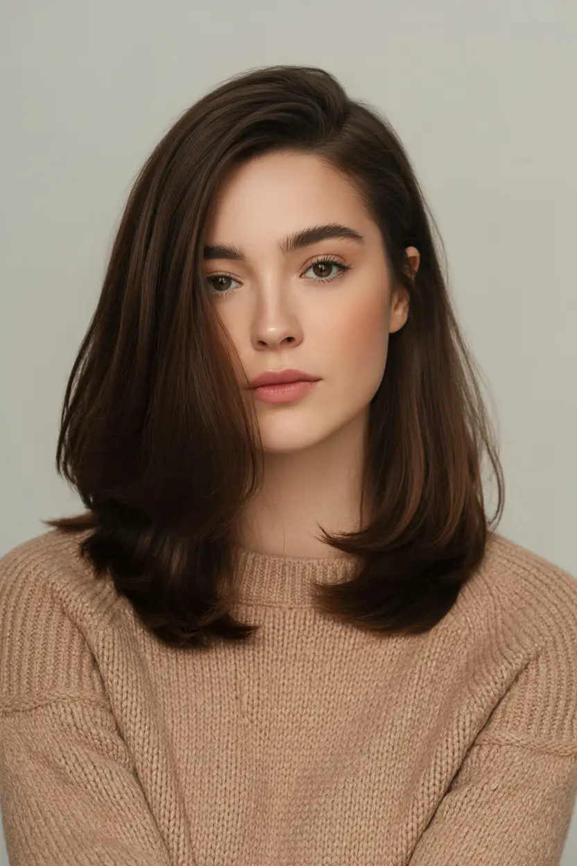 dreamy spring mid length haircut 2026 Soft Brunette Classic With Subtle Mid Length Structure