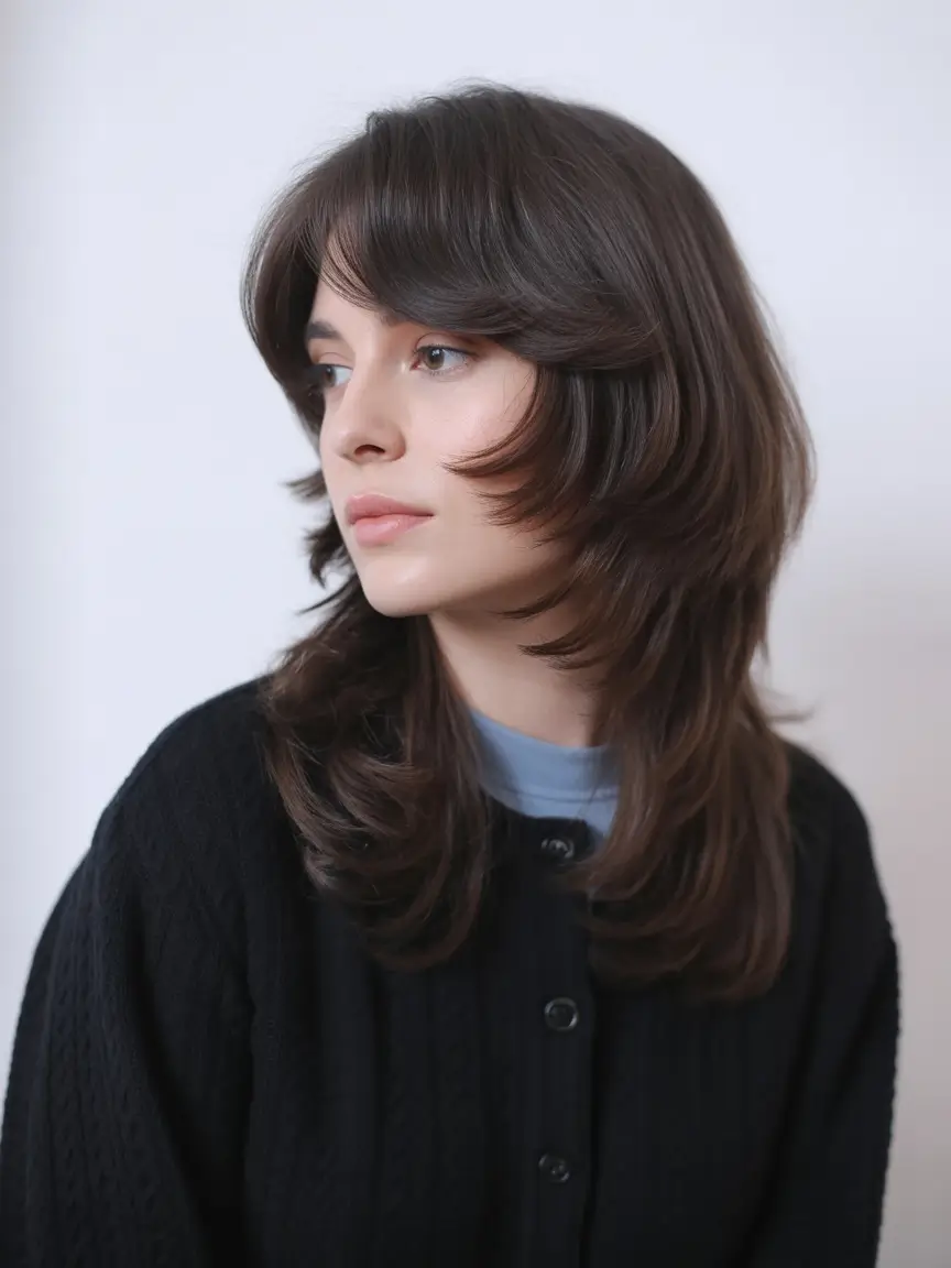 dreamy spring mid length haircut 2026 Modern Shag Inspired Mid Length Cut With Airy Fringe