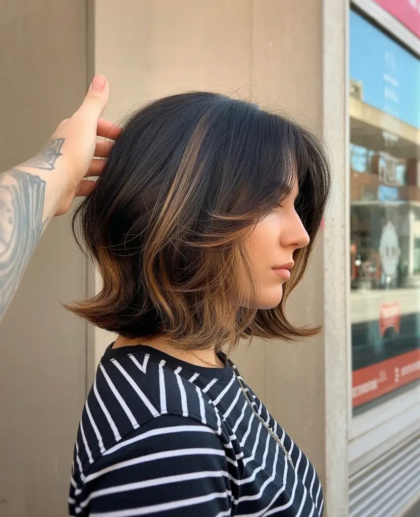 dreamy spring mid length haircut 2026 Chic Layered Bob With Soft Curtain Bangs