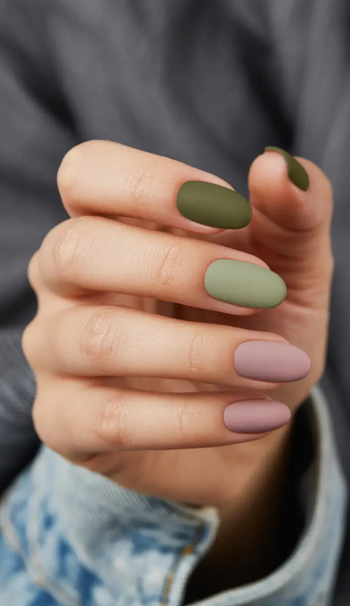 dreamy spring nails 2026 Matte Forest Tones