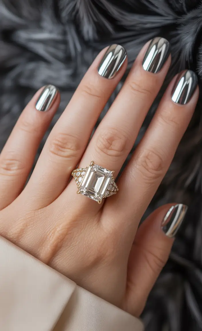 dreamy spring nails 2026 Mirror Shine Silver Elegance