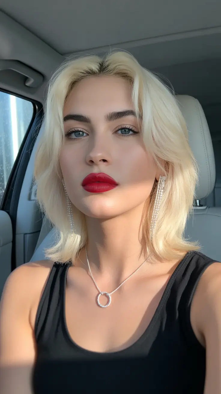 dreamy spring short haircut 2026 Soft Blonde Collarbone Cut with Center Part