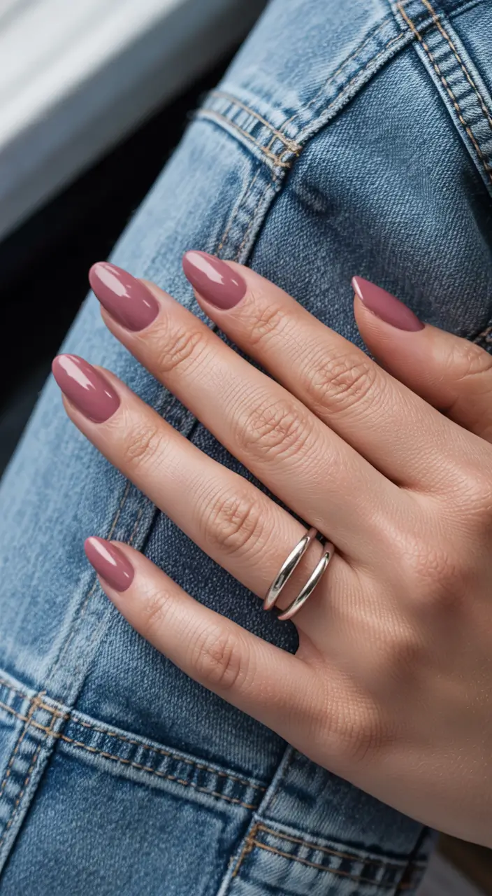 earthy pink spring nails 2026 Dusty Rose Almond for Soft Everyday Elegance