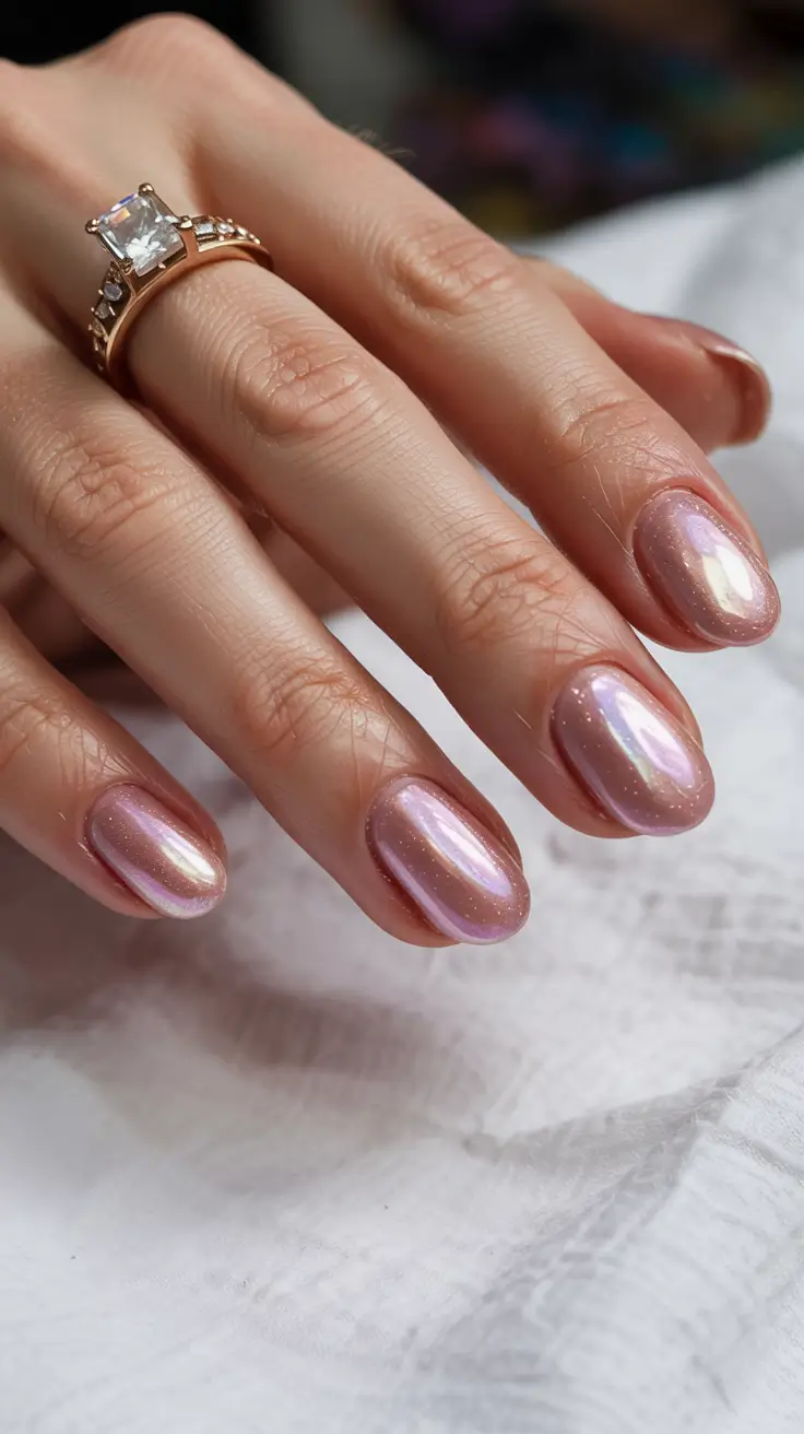 earthy pink spring nails 2026 Rose Chrome Glow for Modern Spring Shine