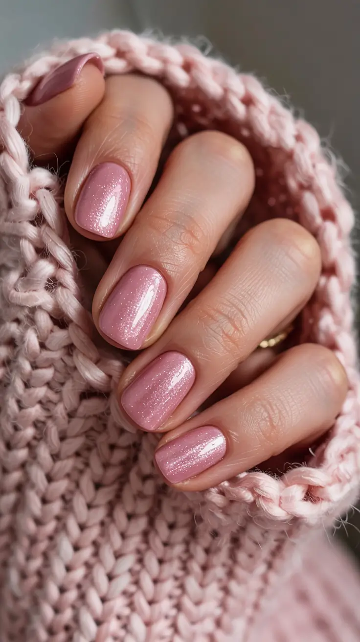 earthy pink spring nails 2026 Short Sparkling Baby Pink for Cozy Spring Days