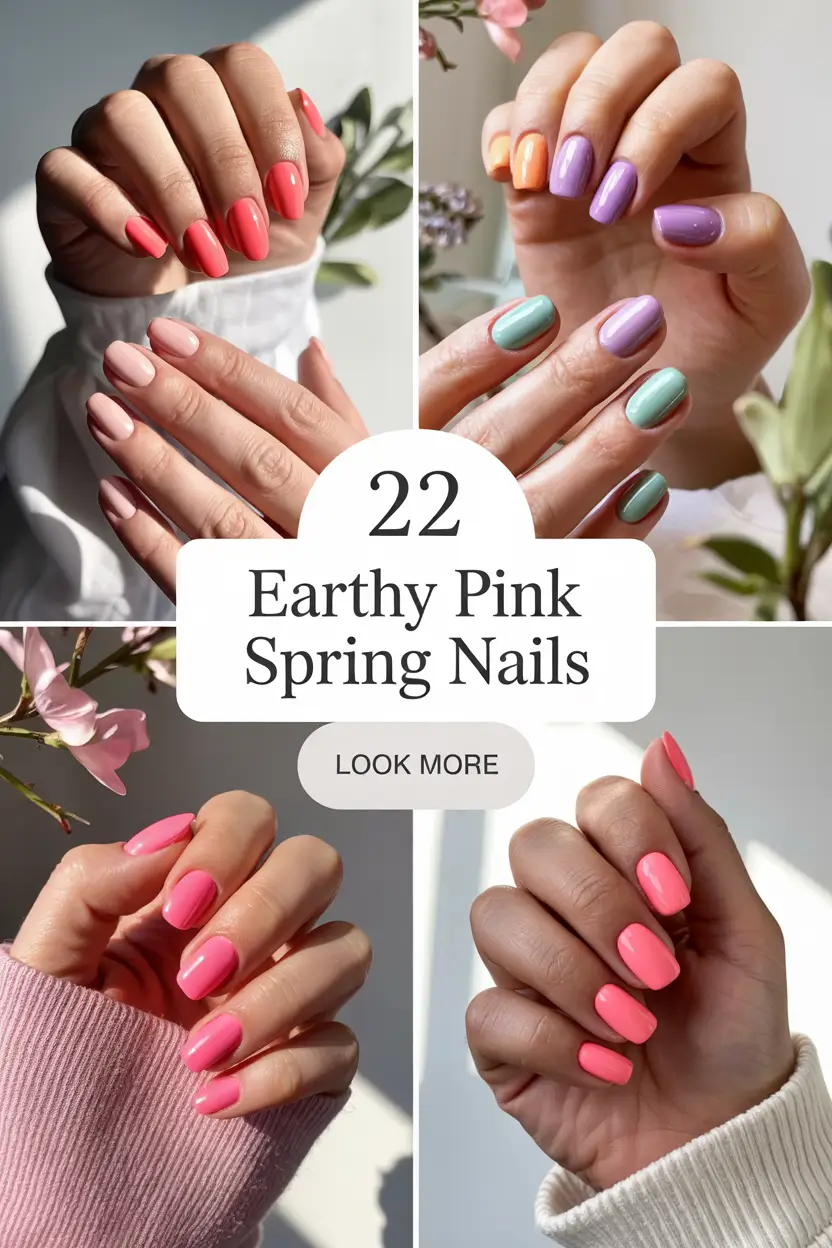 Earthy Pink Spring Nails 2026: Soft Minimalist Trends with Fresh Green & Floral Accents