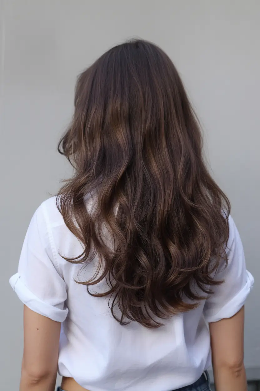 easy spring long haircut styles 2026 Dimensional Brunette with Subtle Face Framing