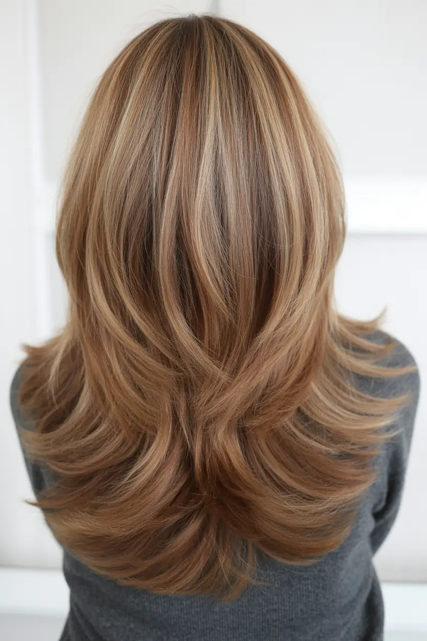 easy spring long haircut styles 2026 Golden Beige Feathered Long Layers