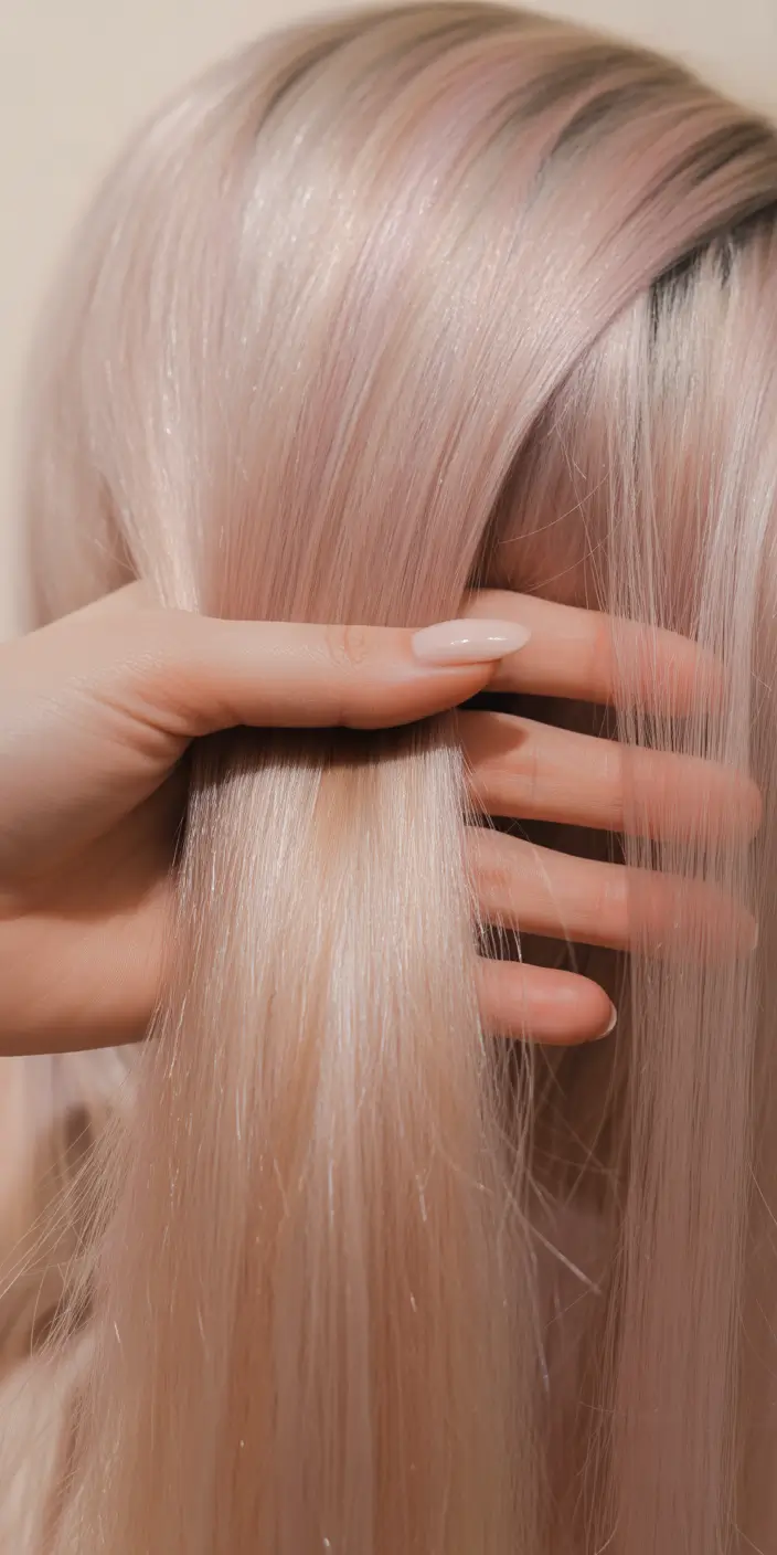 elegant spring blonde hair color designs 2026 Pastel Cream Blonde With Soft Pink Reflection