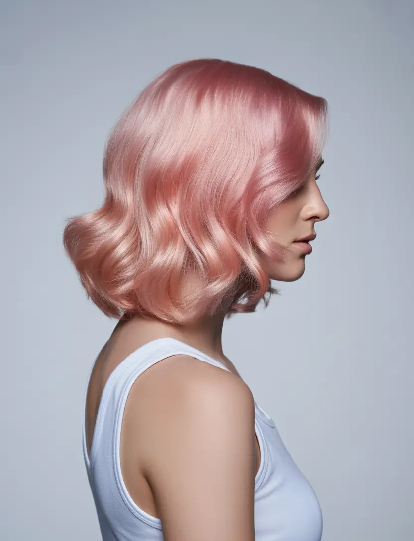 elegant spring blonde hair color designs 2026 Pastel Rose Bob With Satin Sheen