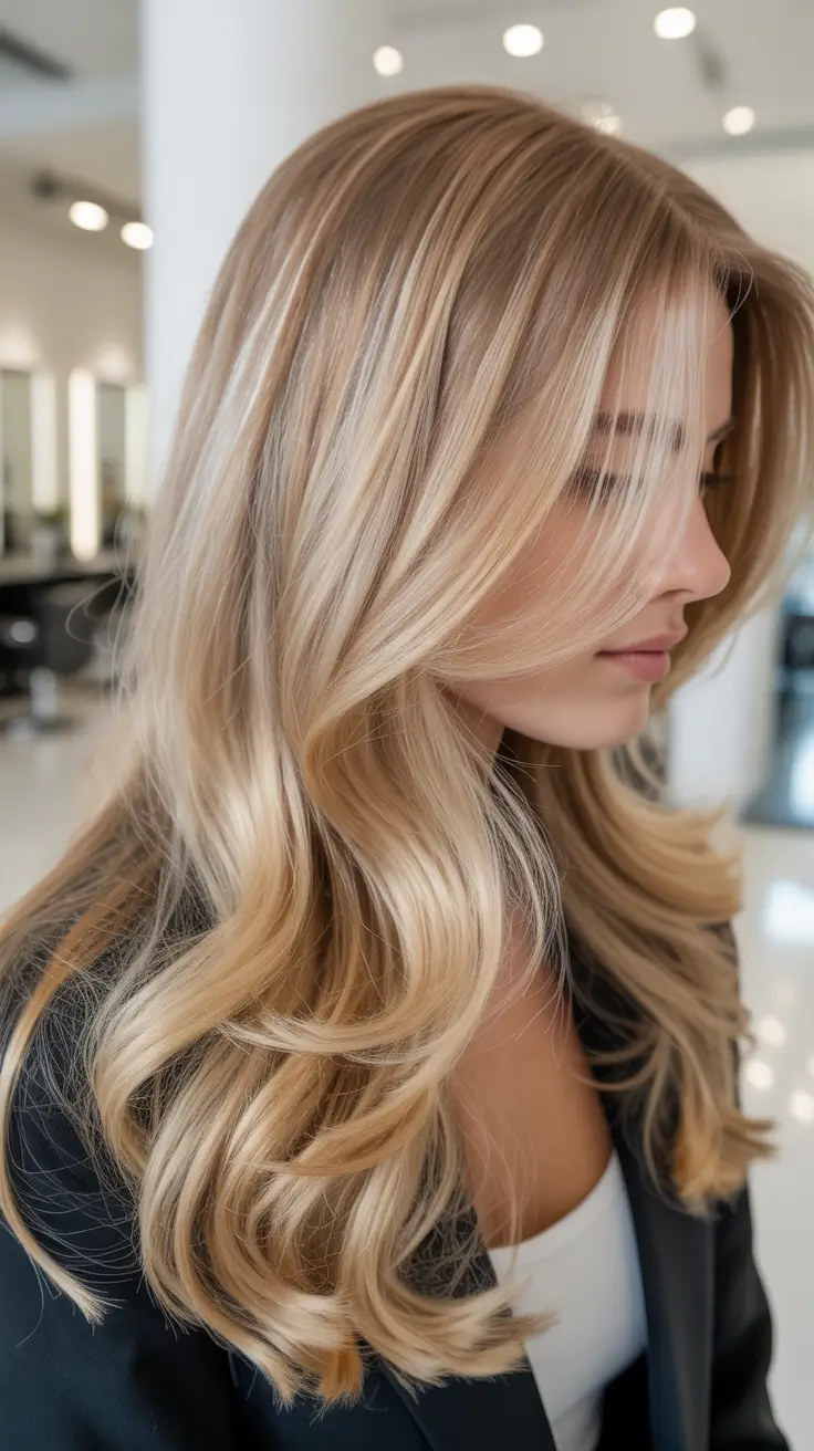 elegant spring blonde hair color designs 2026 Classic Golden Blonde With Airy Face Framing