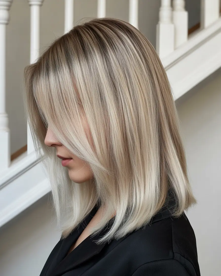 elegant spring haircuts 2026 Cool Blonde Shoulder Length Cut with Polished Edges