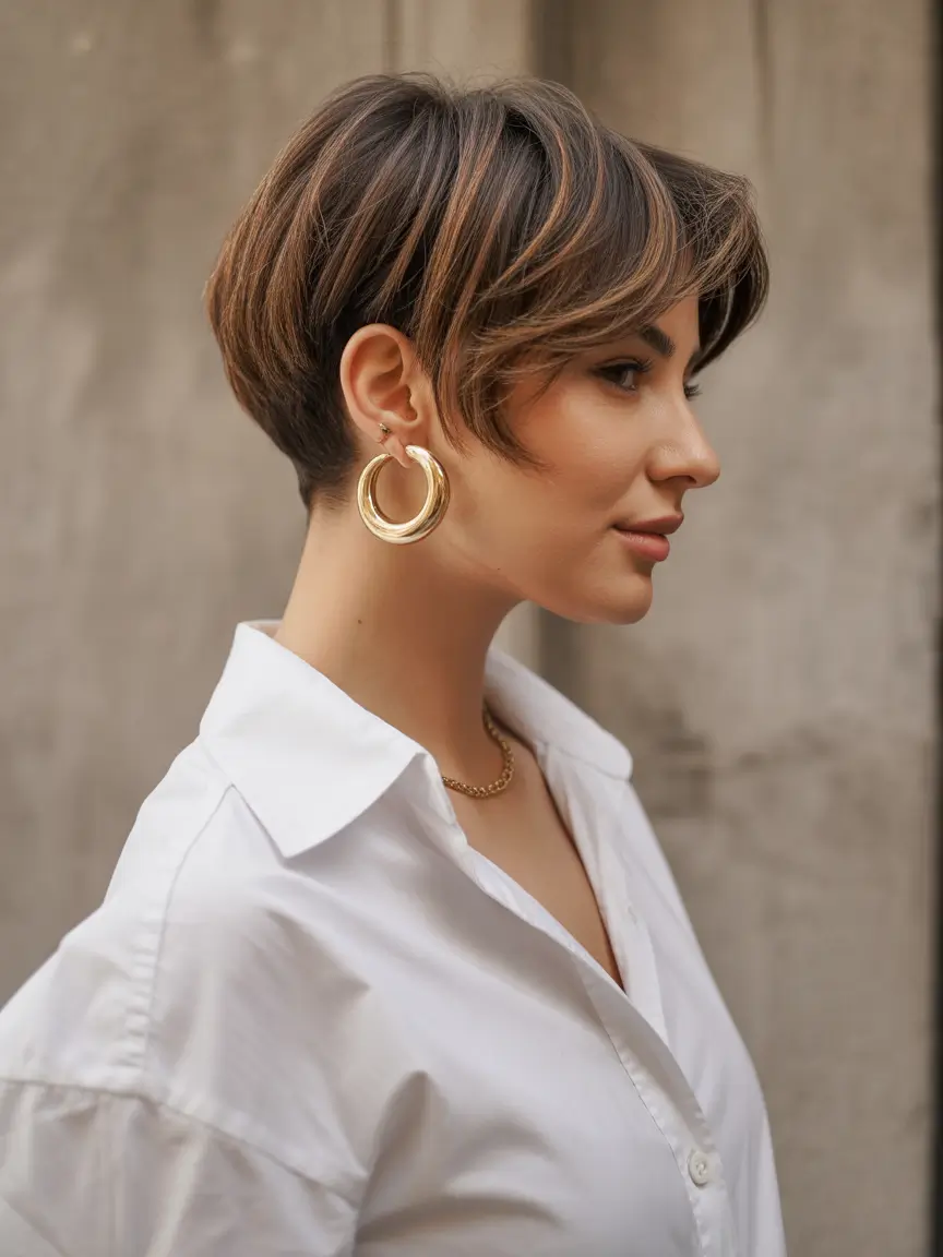 elegant spring haircuts 2026 Chic Short Pixie with Subtle Contouring Highlights