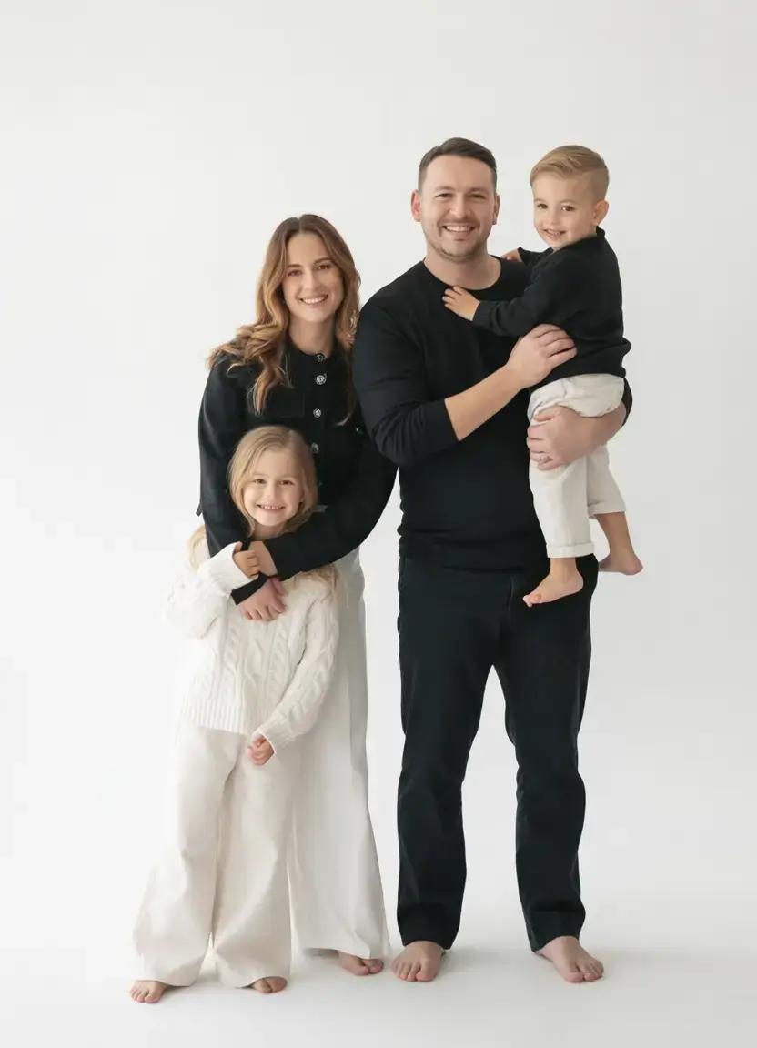 spring family pictures outfits Classic black and white contrast with a polished spring touch