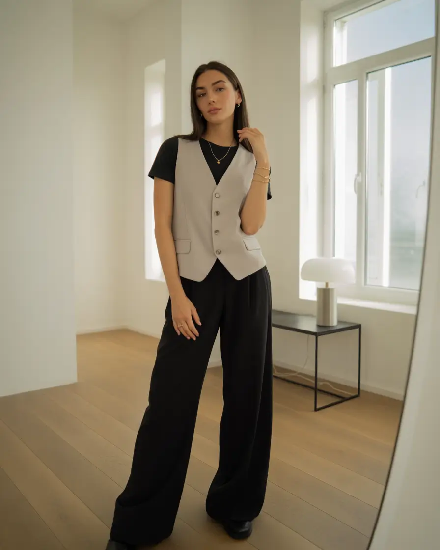 essential spring work outfits 2026 Minimalist Vest Tailoring with Relaxed Elegance
