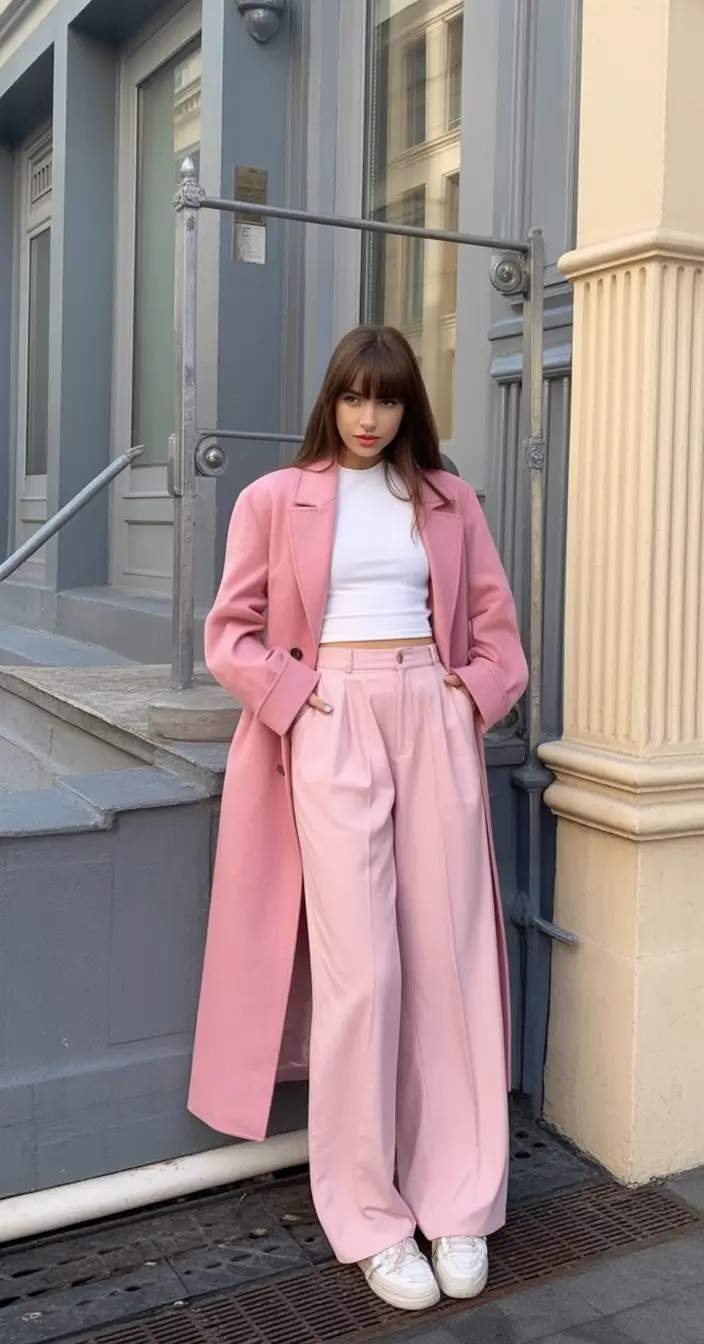 essential spring work outfits 2026 Monochrome Pink with Soft Tailoring Energy