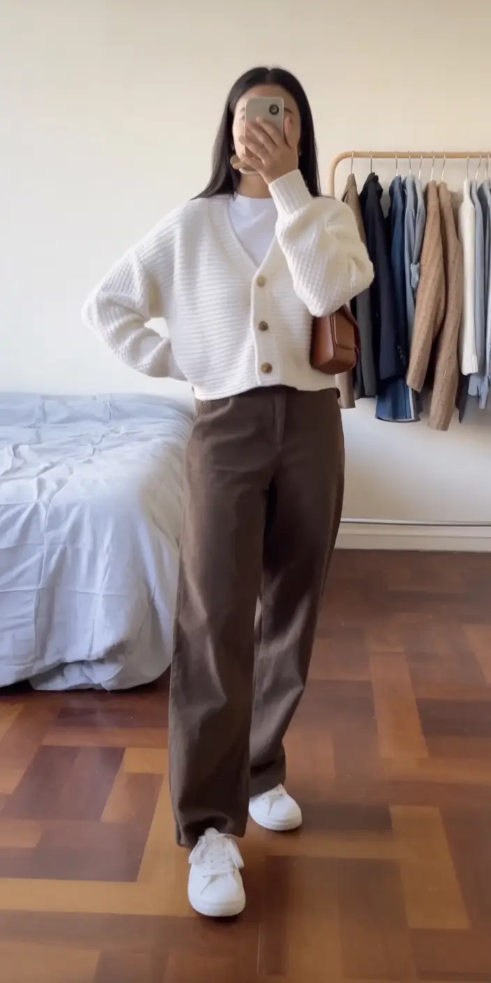 essential spring work outfits 2026 Cozy Neutrals with Warm Chocolate Tones