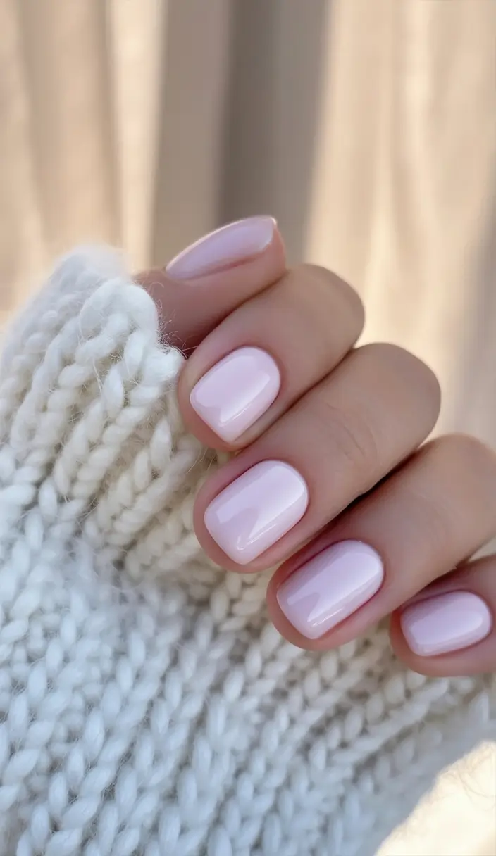 feminine classy spring nails 2026 Sheer Baby Pink Short Spring Glow