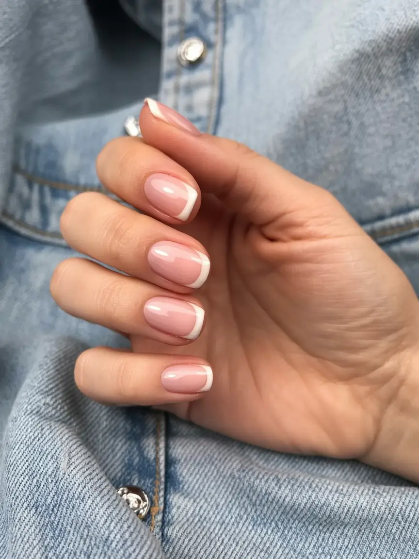 feminine classy spring nails 2026 Soft Pink Short Square French Refresh